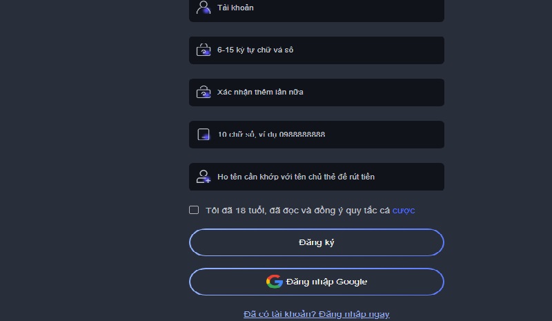 Điền chính xác và đủ thông tin đăng ký theo yêu cầu