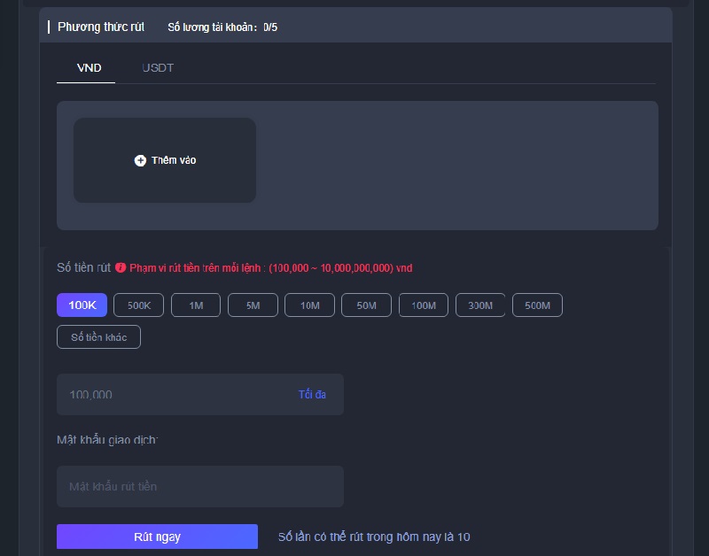 Rút tiền nhanh chóng qua tài khoản tại Luck8 1 Rút tiền qua ngân hàng địa phương hiệu quả
