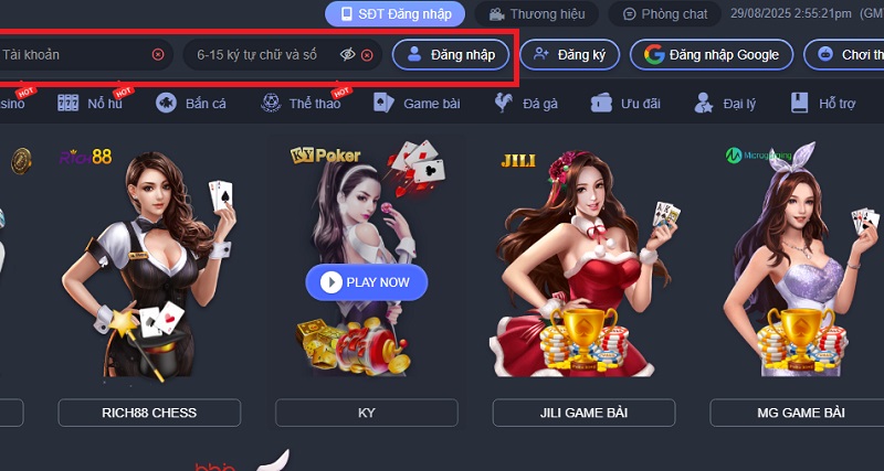 Đăng nhập tài khoản nhà cái Luck8 1 Truy cập nhà cái tiến hành đăng nhập tài khoản