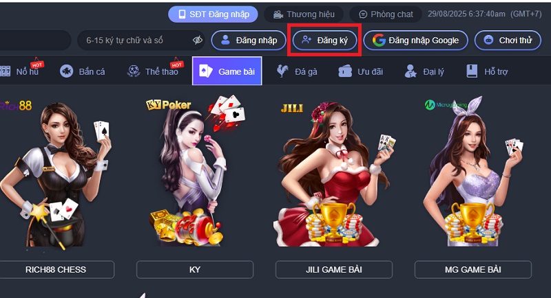Truy cập vào nền tảng để đăng ký tài khoản LUCK8