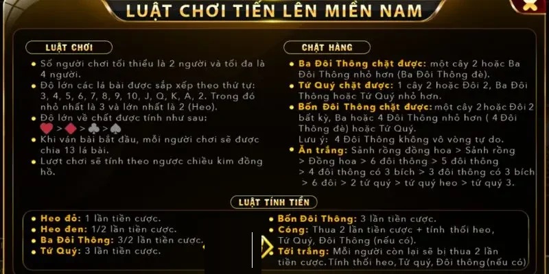 Tiến lên miền Nam 3 Luật chơi game đơn giản, dễ tham gia