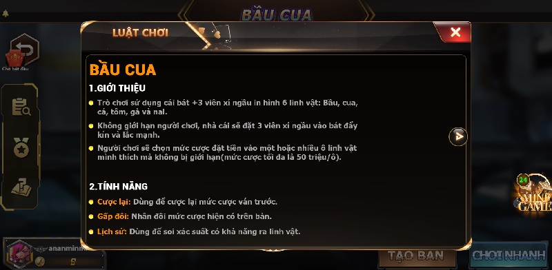 Bầu Cua 2 Tựa game mang đến cho các thành viên đa dạng loại cược hấp dẫn